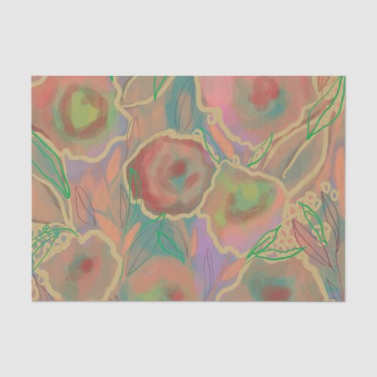 Wilde Rozen Multicolored Tissuepapier (Voorkant)