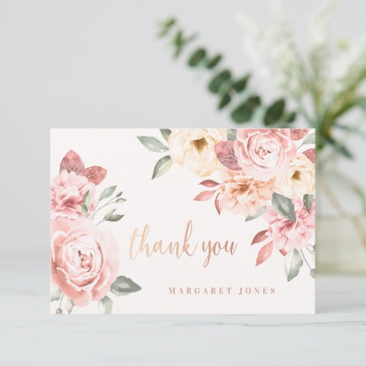 Wilde Rozen Persoonlijk Dank je wel Kaart (Staand voorkant)