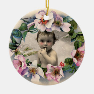 WILDE ROZEN, PINK GEM BABY SHOWER FOTO-TEMPLATE KERAMISCH ORNAMENT