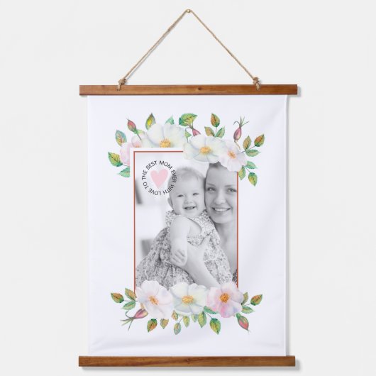 Wilde rozen roest Moederdag foto grens Hangend Wandkleed (Voorkant)