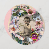 WILDE ROZEN, SEA SHELLS BABY SHOWER FOTO TEMPLATE KAART (Voorkant / Achterkant)