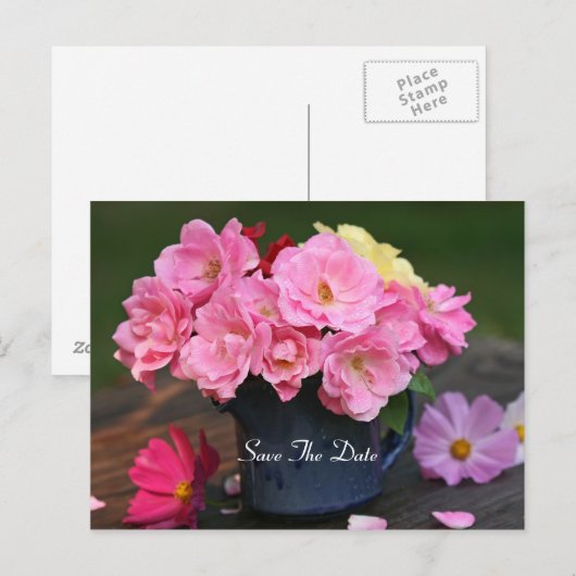 Wilde Rozen sparen het Briefkaart van de Datum (Voorkant / Achterkant)