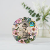 WILDE ROZEN, STORKJES BABY SHOWER FOTO TEMPLATE KAART (Staand voorkant)