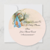 WILDE ROZEN, STORKJES BABY SHOWER FOTO TEMPLATE KAART (Achterkant)