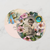 WILDE ROZEN, STORKJES BABY SHOWER FOTO TEMPLATE KAART (Voorkant / Achterkant)