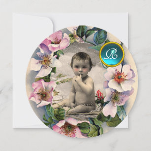 WILDE ROZEN, STORKJES BABY SHOWER FOTO TEMPLATE KAART