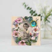 WILDE ROZEN, STORKJES BABY SHOWER FOTO TEMPLATE KAART (Staand voorkant)