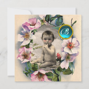 WILDE ROZEN, STORKJES BABY SHOWER FOTO TEMPLATE KAART