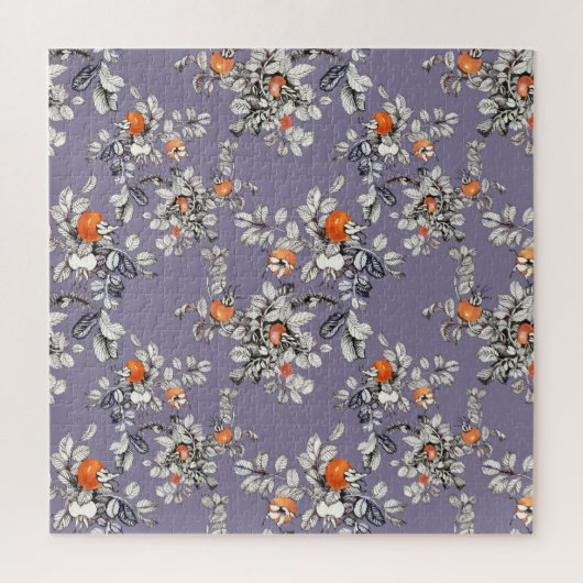 Wilde Rozen takken: Paarse patroon. Legpuzzel (Verticaal)