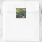 Wilde Rozen van Vincent van Gogh Vierkante Sticker (Tas)