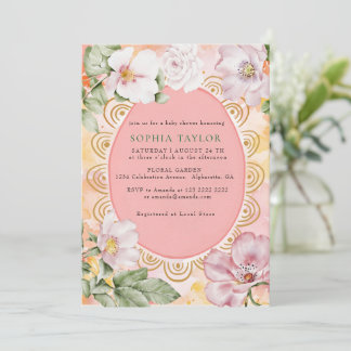 Wilde Rozen Vintage Pastel Kader Baby Shower Kaart