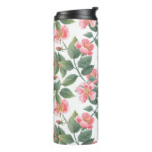 Wilde Rozen Waterverf Bloemen Naadloos Thermosbeker (Gedraaid links)