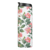 Wilde Rozen Waterverf Bloemen Naadloos Thermosbeker (Geroteerd rechts)