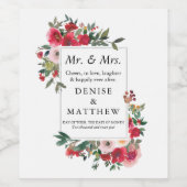 Wilde Rozen Wijnlabel Wijn Etiket (Enkel label)