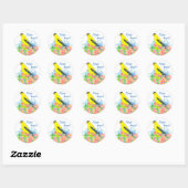 Wilde Rozen Yellow Goldfinch Bird Ronde Sticker (Vel)