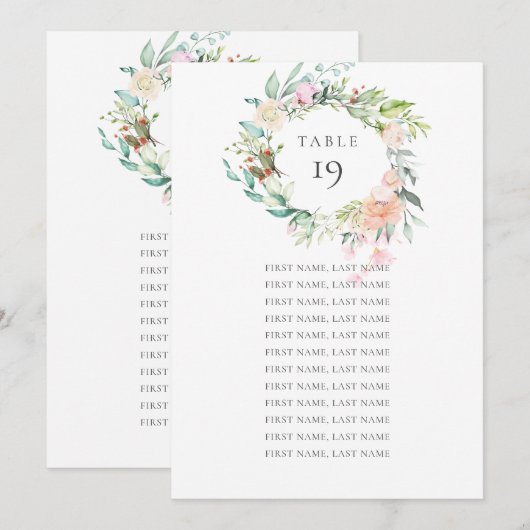 Wilde Rozenkrans Stoelenkaart Tafelnummer (Voorkant / Achterkant)