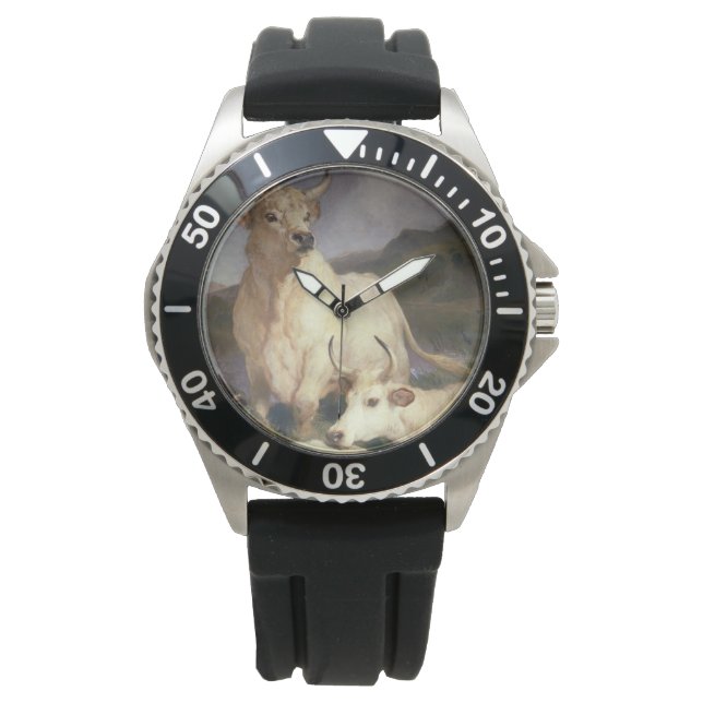 Wilde Rundvee van Chillingham (Koe) Horloge (Voorkant)