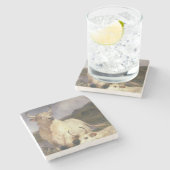 Wilde Rundvee van Chillingham (Koe) Stenen Onderzetter (Zijkant)