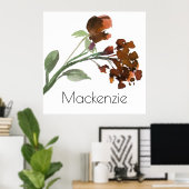 Wilde rustieke bloemen | Verbrand Sinaasappel Bohe Poster (Thuiskantoor)