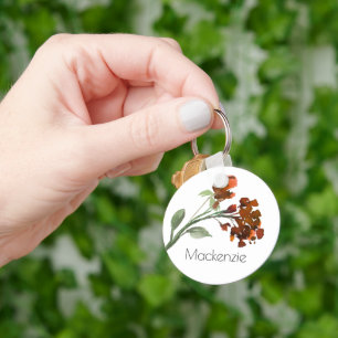 Wilde rustieke bloemen   Verbrand Sinaasappel Bohe Sleutelhanger