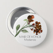 Wilde rustieke bloemen | Verbrande Oranje bloemenb Ronde Button 7,6 Cm (Voorkant /achterkant)