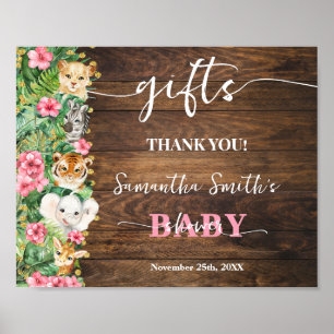 Wilde Rustieke Safari Roze Bloemen Cadeaus Baby Bo Poster
