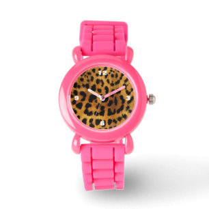 Wilde Safari — afdrukken van zwarte en bruine ka Horloge