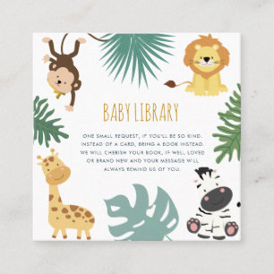 Wilde safari boeken voor baby kaart vierkante visitekaartje