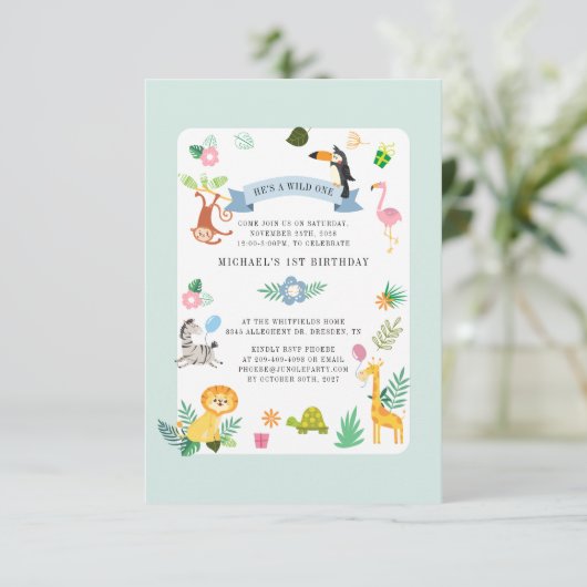 Wilde Safari Dieren 1e verjaardag Oerwoud Partij Kaart