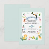 Wilde Safari Dieren 1e verjaardag Oerwoud Partij Kaart (Voorkant / Achterkant)