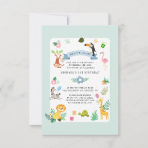 Wilde Safari Dieren 1e verjaardag Oerwoud Partij Kaart