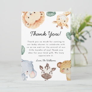 Wilde Safari Dieren Baby Shower Decoratie Bedankkaart