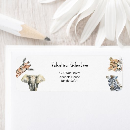 Wilde Safari Dieren Baby Shower Etiket (Insitu)