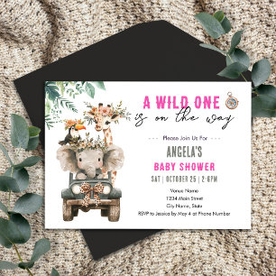 Wilde Safari Dieren Baby Shower Kaart