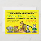 Wilde Safari Dieren, Birthday Party van Kind Kaart (Voorkant)