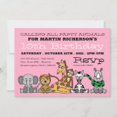 Wilde Safari Dieren, Birthday Party van Kind Kaart (Voorkant)