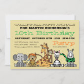 Wilde Safari Dieren, Birthday Party van Kind Kaart (Voorkant)