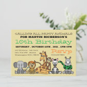 Wilde Safari Dieren, Birthday Party van Kind Kaart (Staand voorkant)