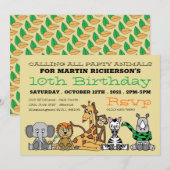 Wilde Safari Dieren, Birthday Party van Kind Kaart (Voorkant / Achterkant)