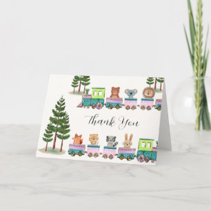 Wilde Safari Dieren Choo Choo Trein Baby Shower Bedankkaart