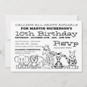 Wilde Safari Dieren, Kind op Birthday Party Kaart (Voorkant)