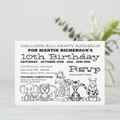 Wilde Safari Dieren, Kind op Birthday Party Kaart (Staand voorkant)