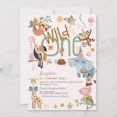 Wilde safari dieren kinder verjaardagsfeestje kaart (Voorkant)