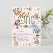Wilde safari dieren kinder verjaardagsfeestje kaart (Staand voorkant)