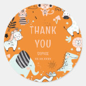 Wilde safari dieren kinderen verjaardag dank je we ronde sticker (Voorkant)