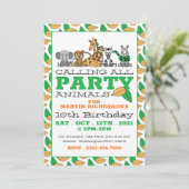 Wilde Safari Dieren, Kindergeboortedag Kaart (Staand voorkant)