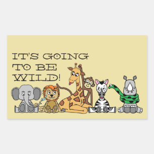 Wilde Safari Dieren, Kindergeboortedag Rechthoekige Sticker