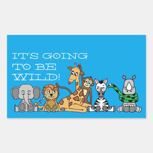 Wilde Safari Dieren, Kindergeboortedag Rechthoekige Sticker (Voorkant)