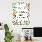 Wilde Safari Dieren Landelijke Groene Baby Welkom Poster (Thuiskantoor)