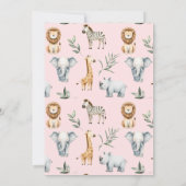 Wilde Safari Dieren Meisje Baby Shower Kaart (Achterkant)
